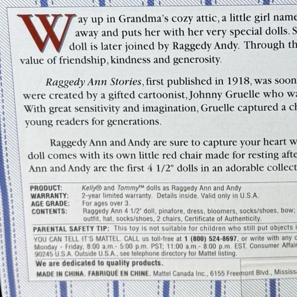 Barbie Raggedy Ann‎ & Andy Storybook Favorites Collection 1999 READ